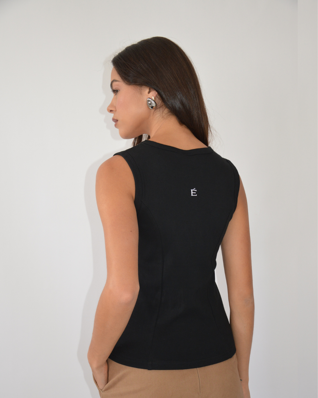 BLACK REVERSIBLE COTTON TANK