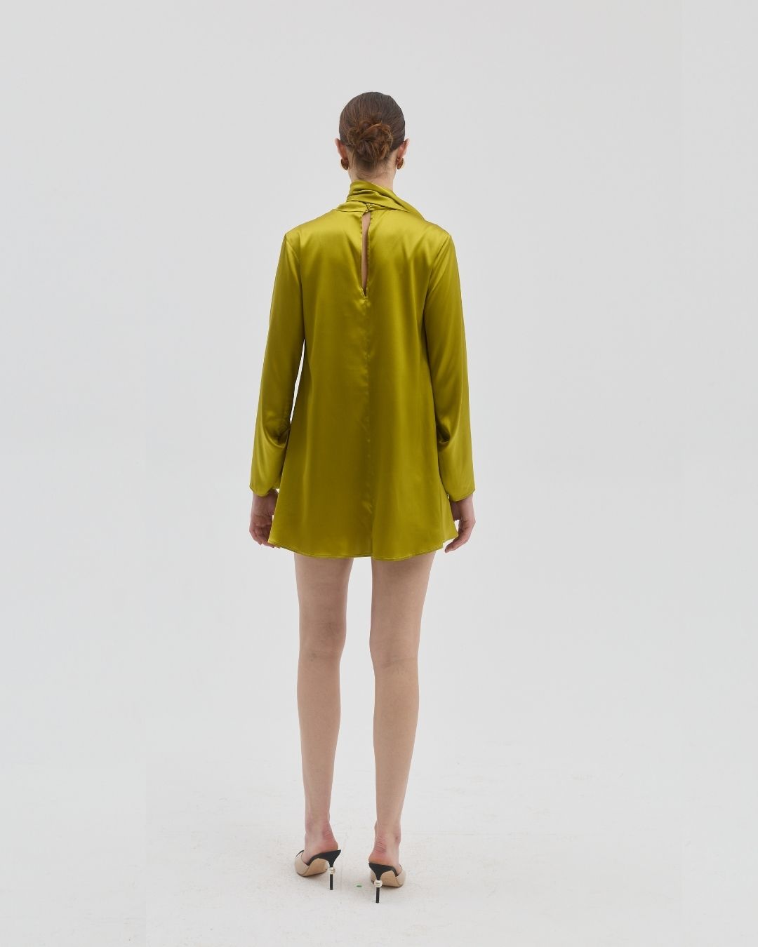 ALEXANDRA CHARTREUSE SILK MINI DRESS