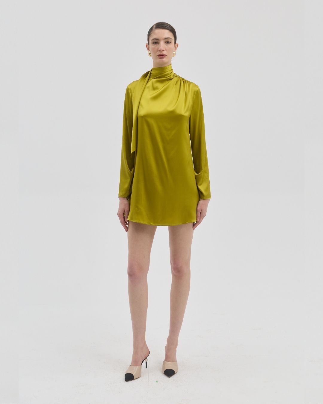 ALEXANDRA CHARTREUSE SILK MINI DRESS