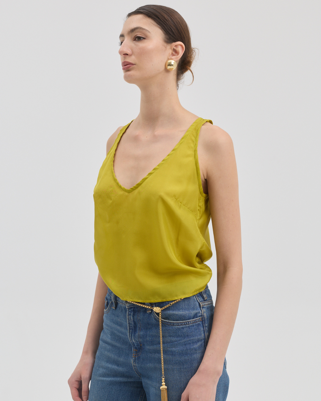BISOU SHEER CHARTREUSE SILK CAMI