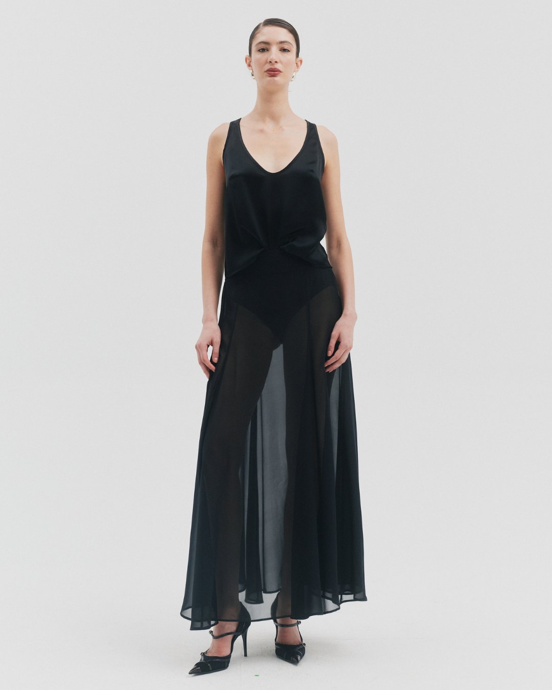 BISOU BLACK SILK CAMI