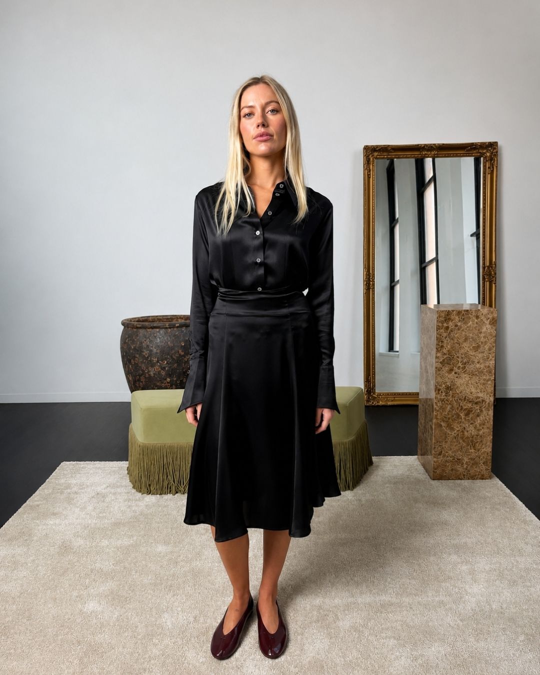 MON SILK SKIRT BLACK